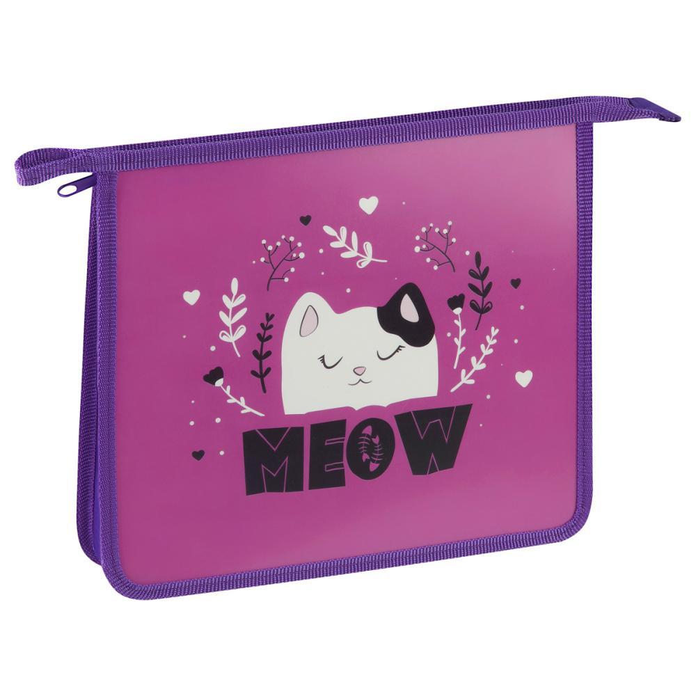 Папка для тетрадей ArtSpace MEOW А5 1 отделение на молнии пластик, пакет
