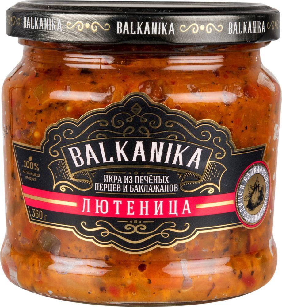 Икра Balkanika овощная Лютеница из печеных перцев и баклажанов, 360 гр, стекло