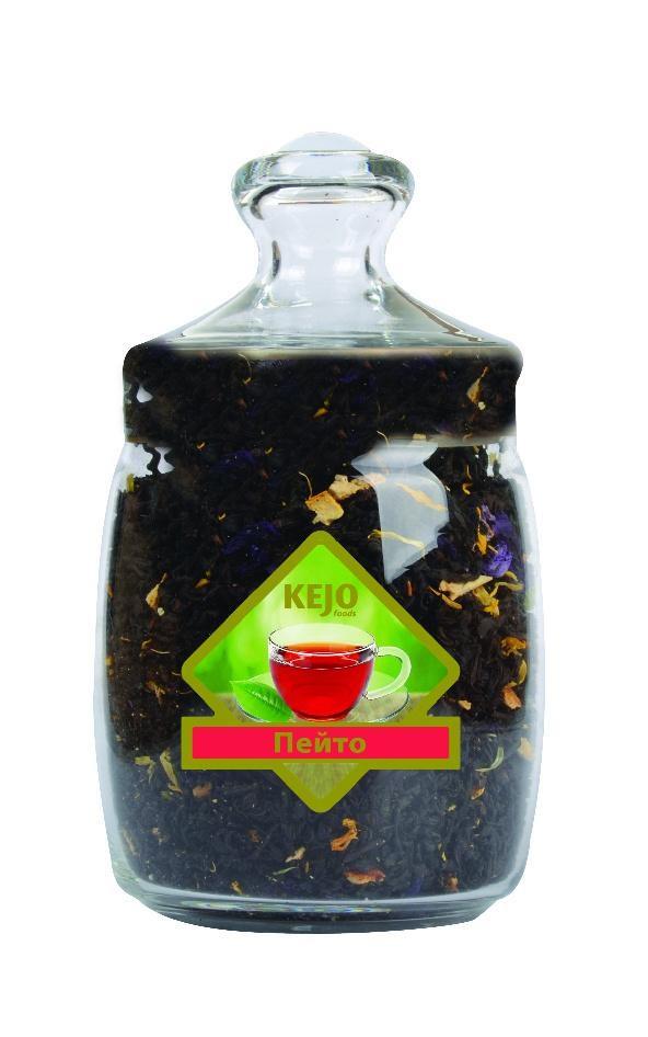 Чай черный Kejo Пейто с цукатами апельсина и лимона, корицей и цветками мальвы 175 гр., стекло