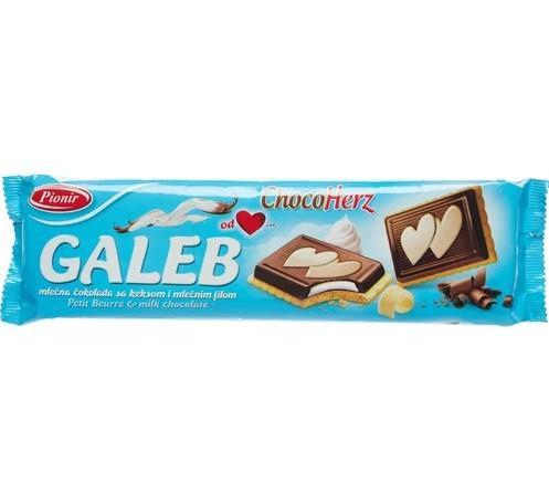 Шоколад PIONIR Galeb ChocoHerz молочный с молочной начинкой и бисквитом со сливочным маслом 135 гр., флоу-пак