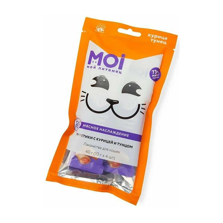 Лакомство для кошек MOI рулетики с курицей и тунцом 10 гр., пакет