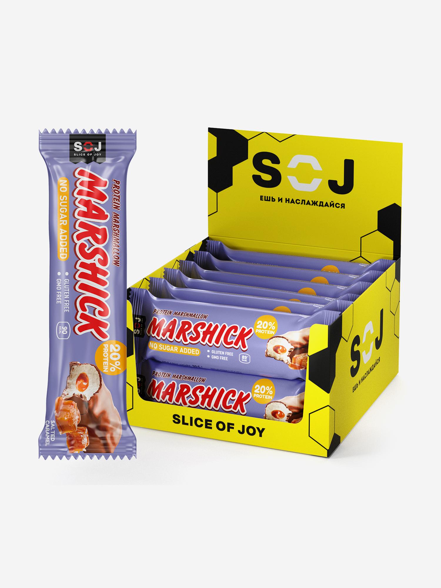 Батончик SOJ MARSHMALLOW 20% protein с соленой карамелью в молочном шоколаде 30 гр., флоу-пак