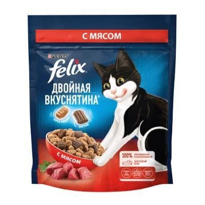 Корм для кошек сухой Felix двойная вкуснятина с мясом 200 гр., дой-пак