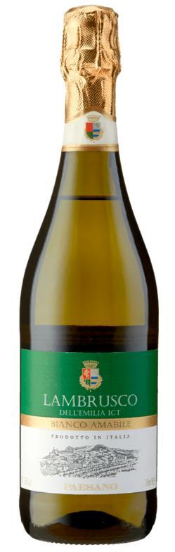 Вино игристое жемчужное Ламбруско Паесано белое полусладкое 7,5% Италия 750 мл., стекло