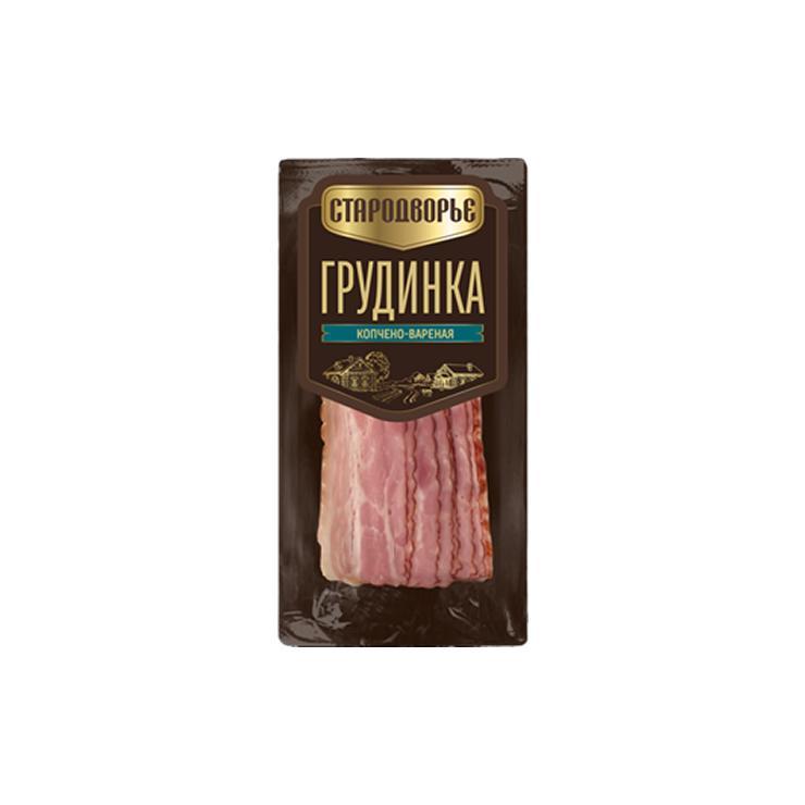 Грудинка копчено-вареная Стародворье нарезка 120 гр., в/у