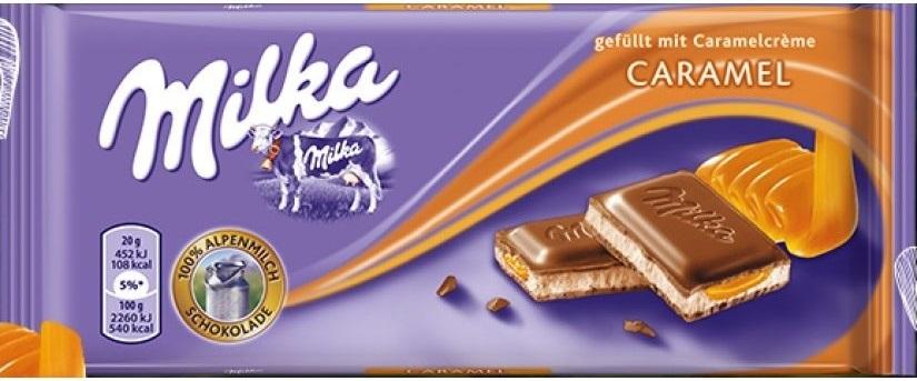 Шоколад Milka карамель импорт, 100 гр., флоу-пак