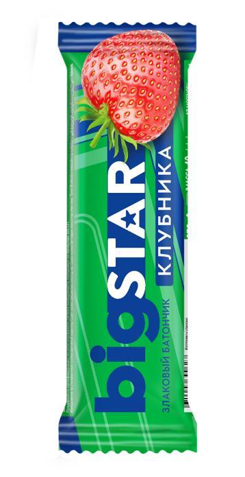 Злаковый батончик Big star с Клубникой 40 гр., флоу-пак