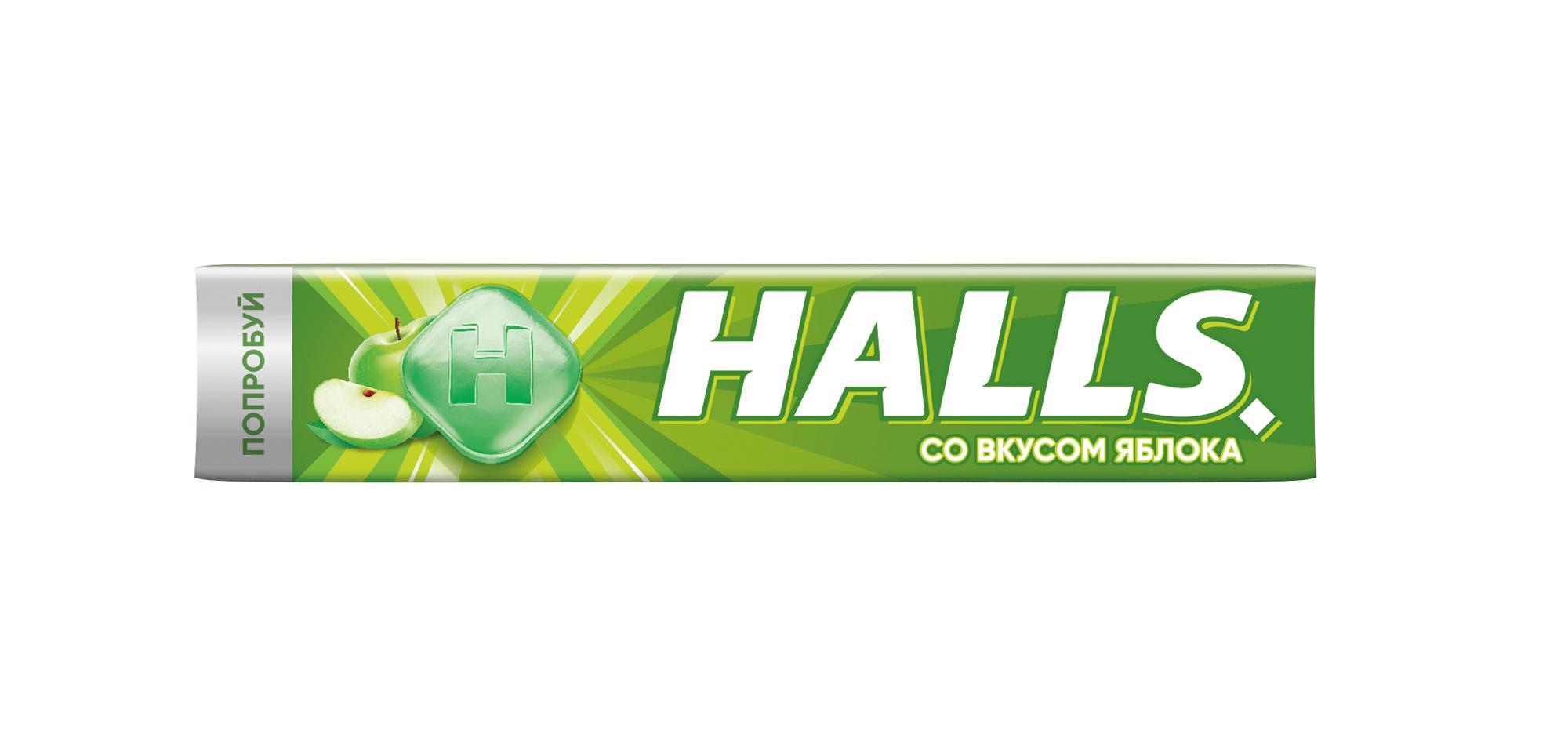 Карамель Halls леденцовая яблоко 25 гр., флоу-пак