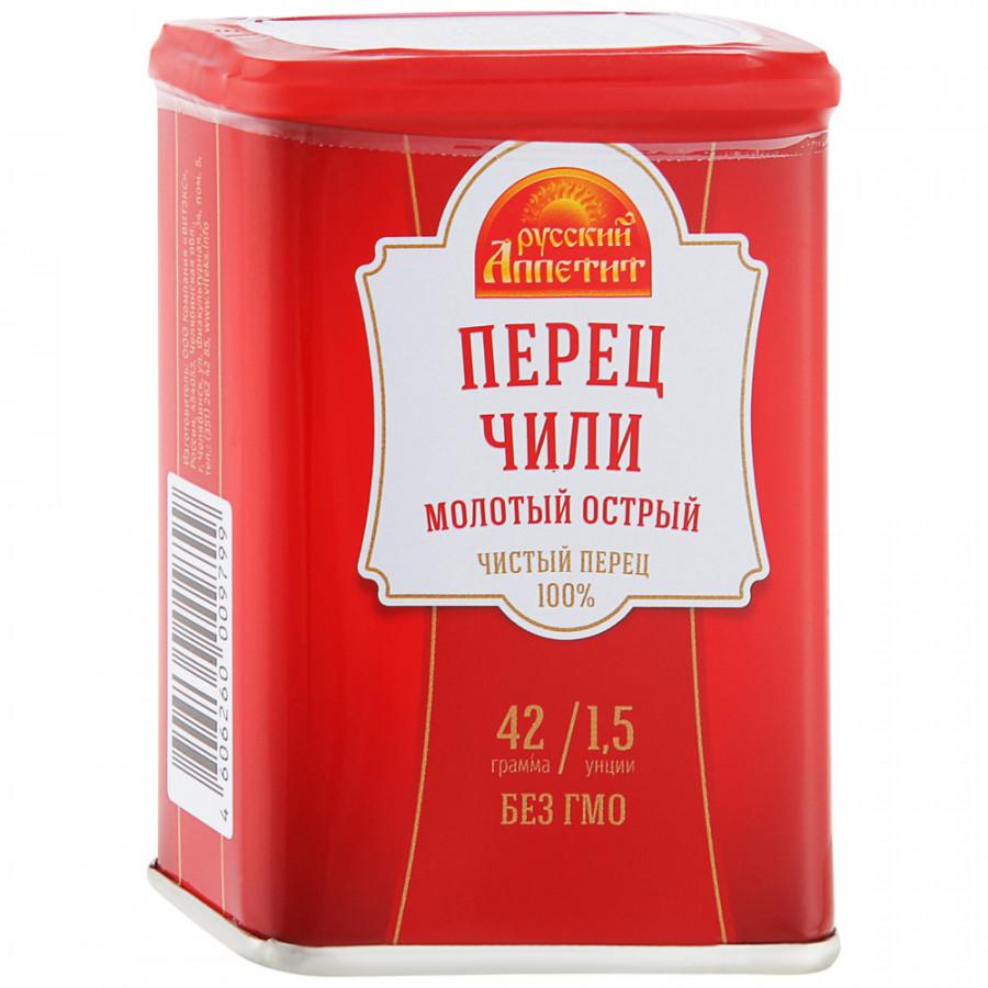 Перец Русский аппетит чили острый, 42 гр., ж/б