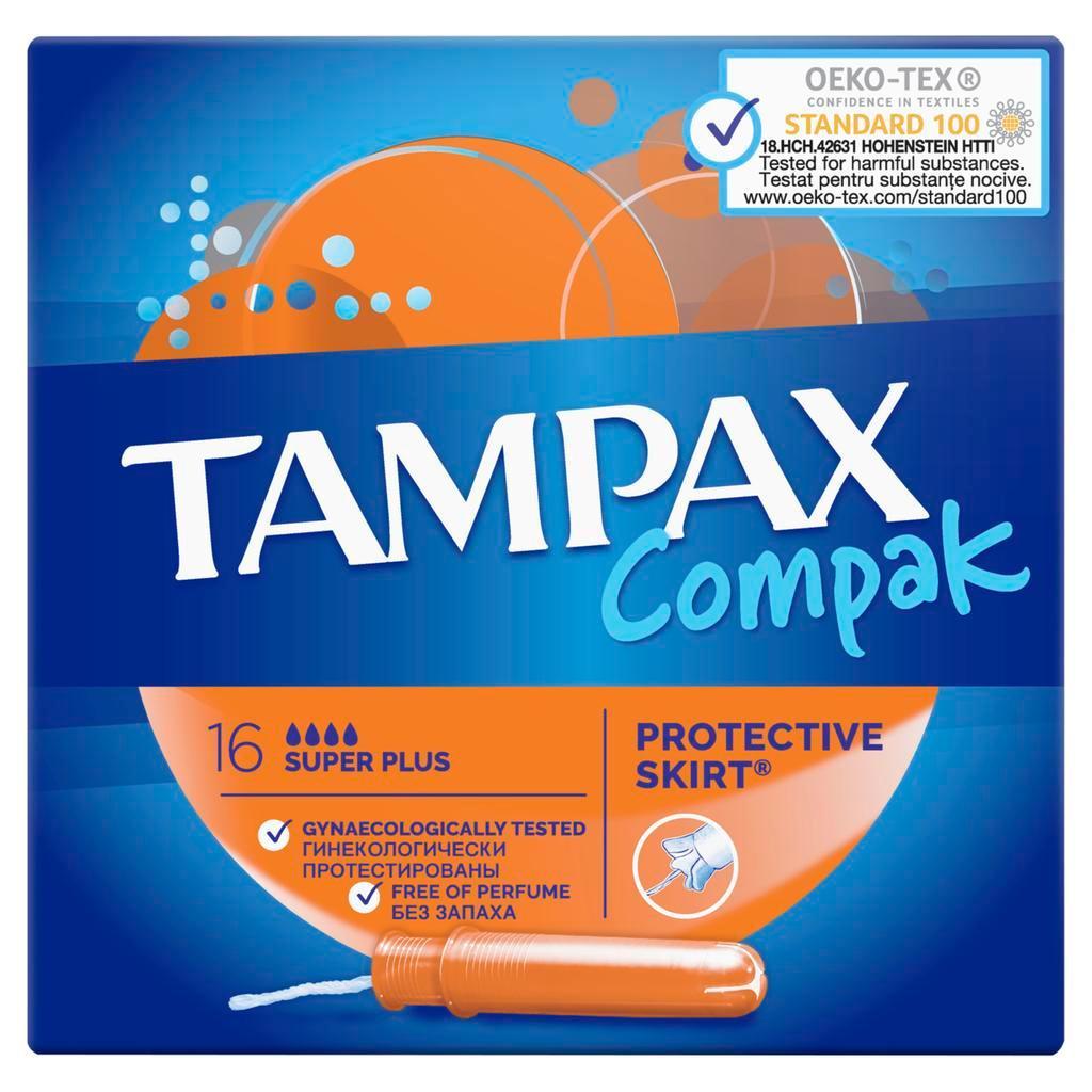 Тампоны Tampax Compak Super Plus с аппликатором 16 штук, картон