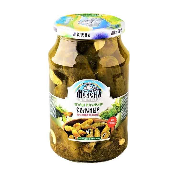 Огурцы соленые Мелень Муромские бочковые 900 гр., стекло