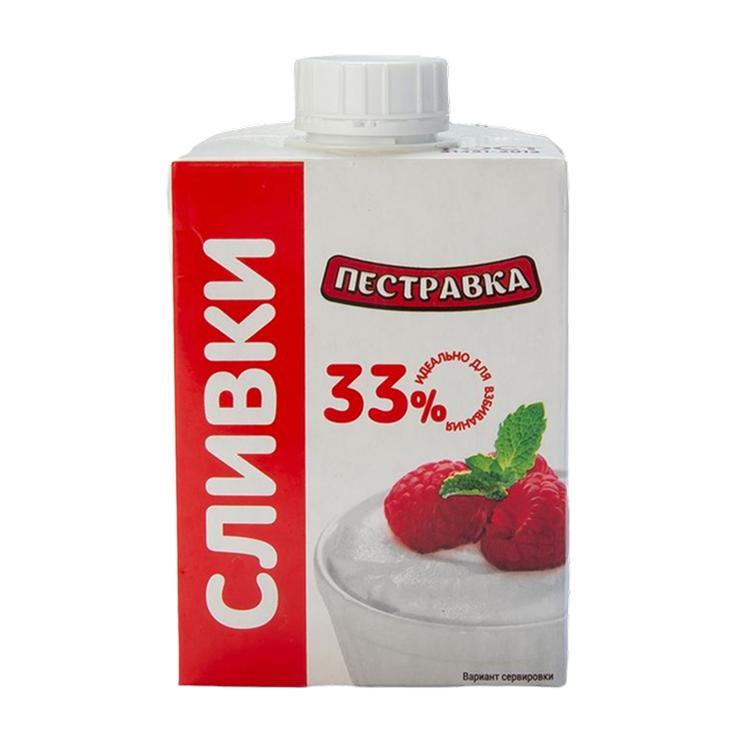 Сливки Пестравка 33% ультрапастеризованные 500 мл., пюр-пак