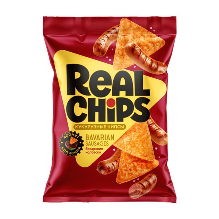 Чипсы Happy Nachos real chips кукурузные баварские колбаски 85 гр., флоу-пак