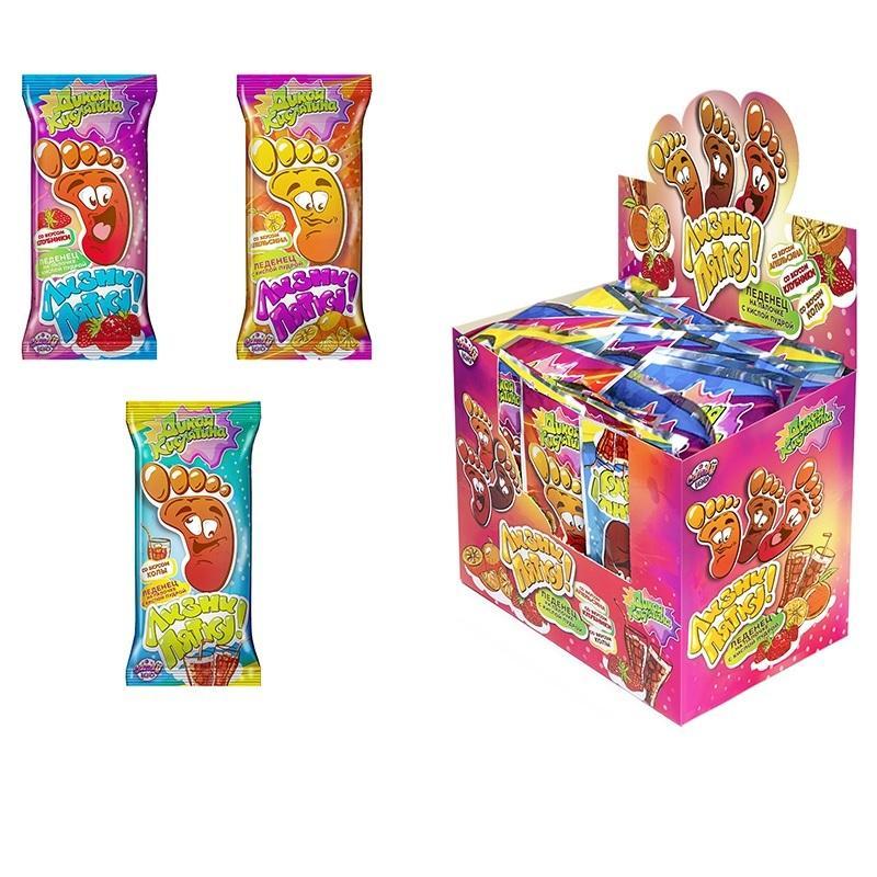 Карамель на палочке Fun Candy Lab Конфитой Лизни пятку с кислой пудрой 10 гр., флоу-пак