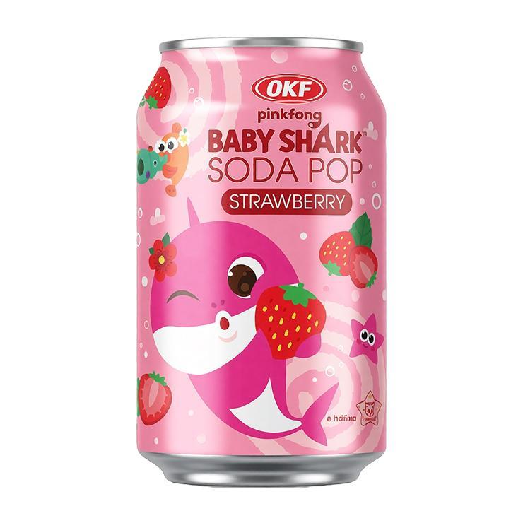 Напиток сокосодержащий OKF babyshark soda pop strawberry 350 мл., ж/б
