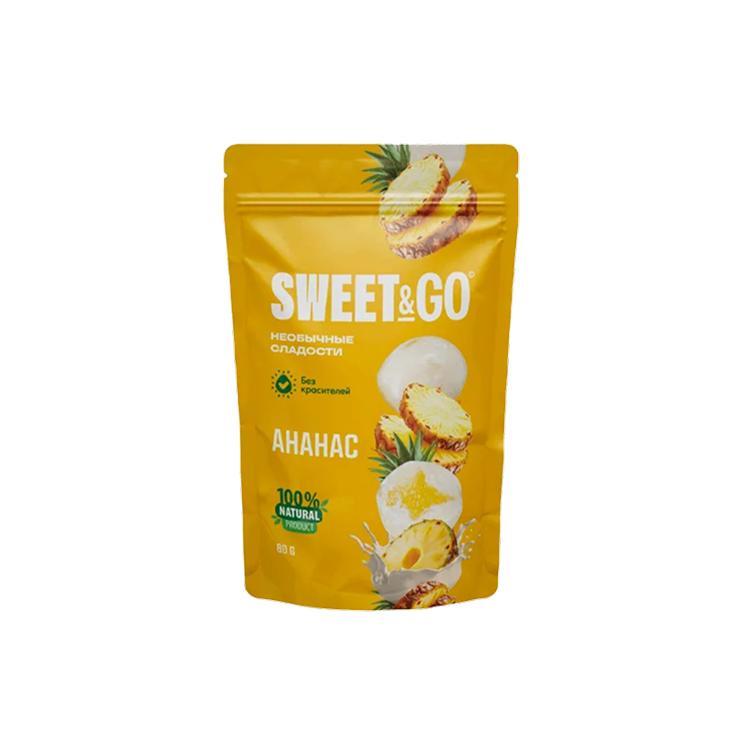 Конфеты SWEET&GO ананас в белой глазури 80 гр., дой-пак