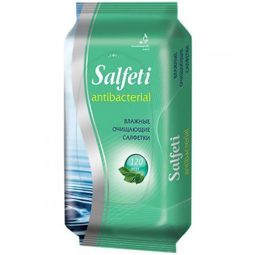 Салфетки влажные с клапаном, 120шт., Salfeti antibacterial, флоу-пак