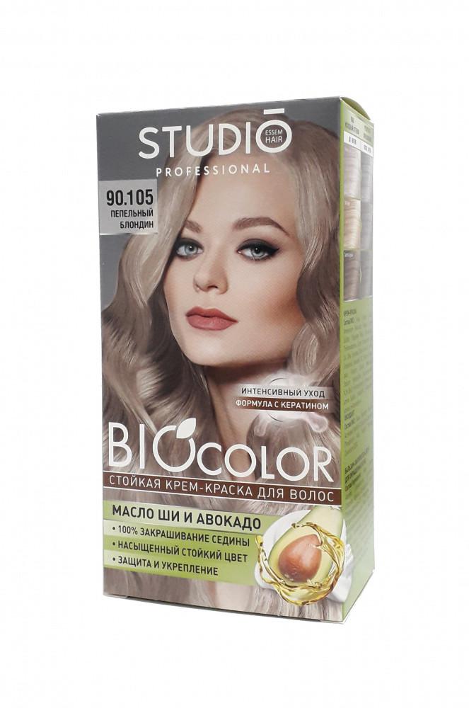 Крем-краска для волос стойкая Studio Professional Biocolor 90.105 Пепельный блондин 115 мл., картон