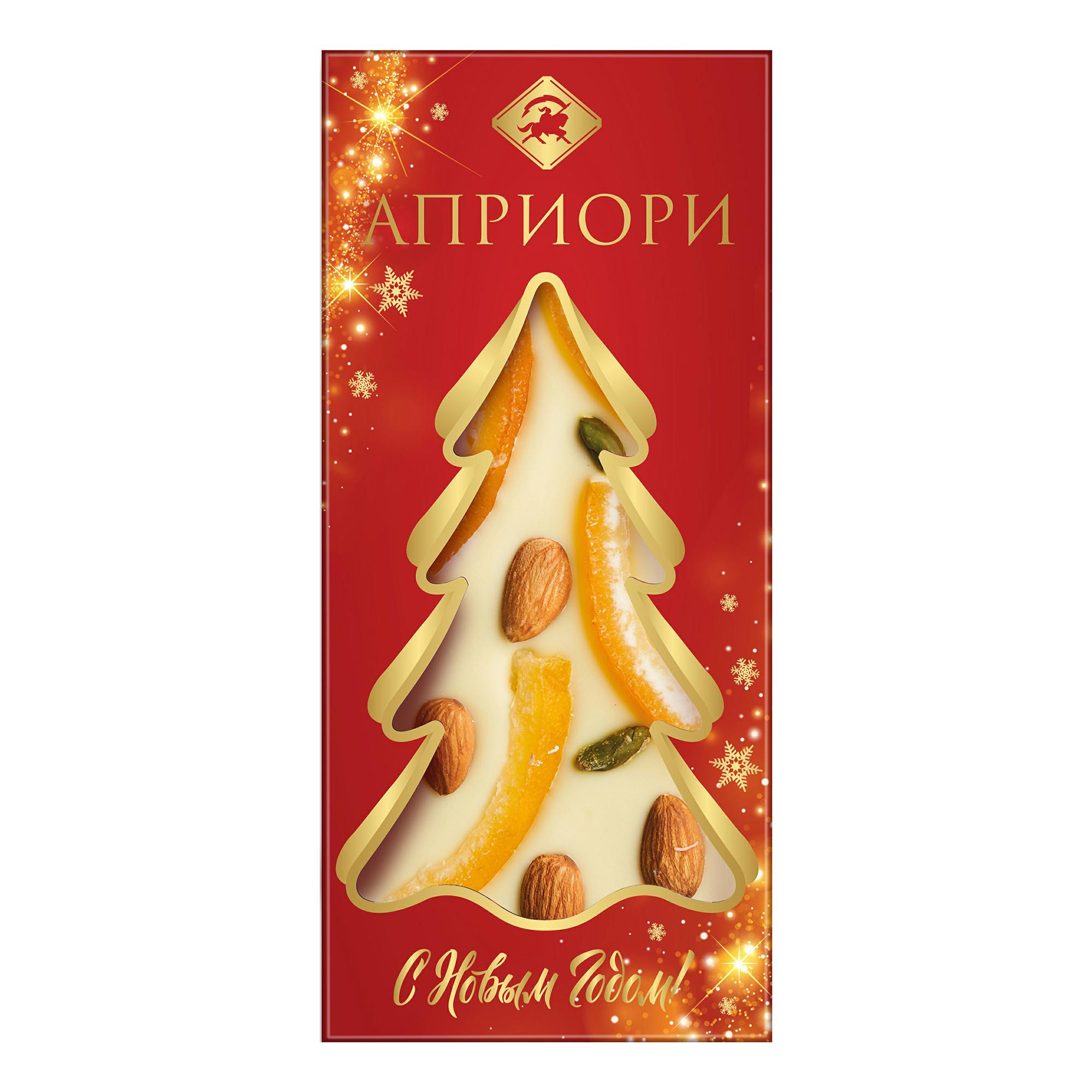 Шоколад Априори ассорти белый миндаль фисташки цукаты апельсина 100 гр., картон