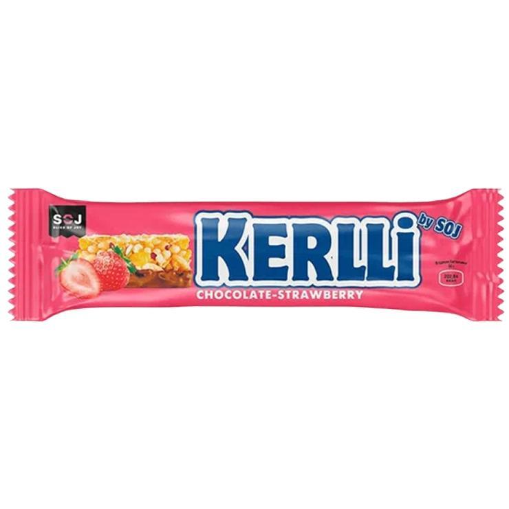 Батончик злаковый Kerlli в молочном шоколаде с клубникой 50 гр., флоу-пак
