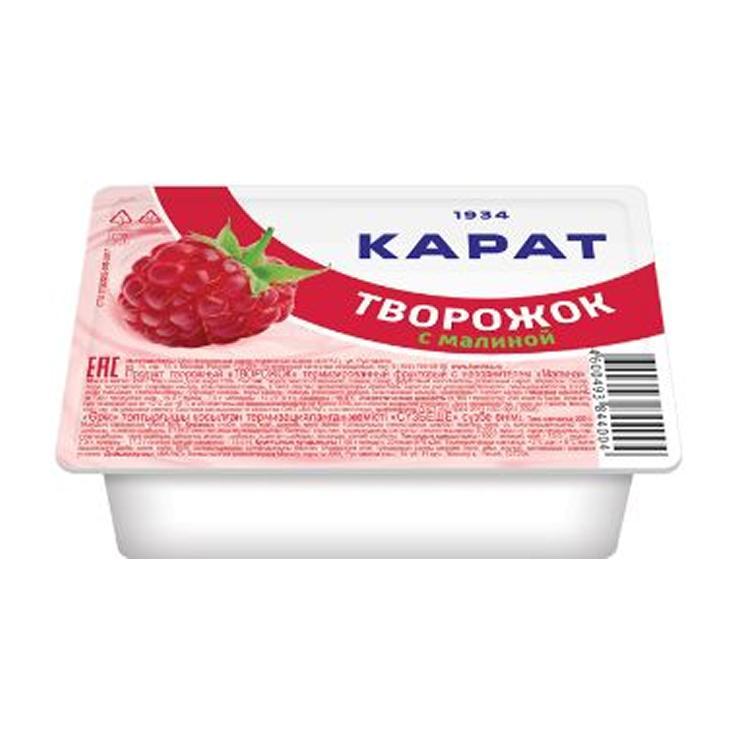 Творожок Карат с малиной 9% 100 гр., пластик