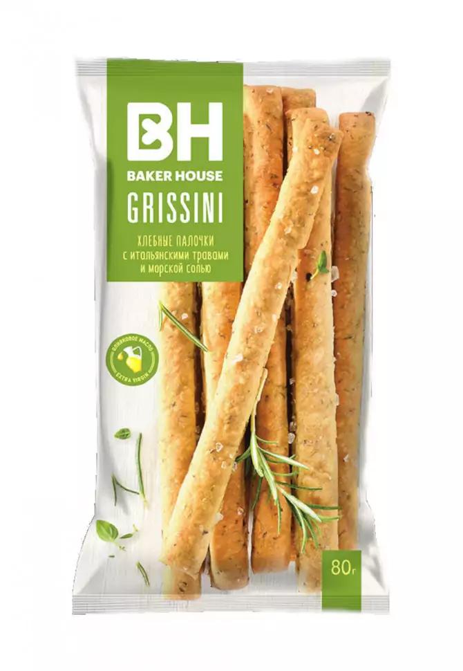 Хлебные палочки Baker House Grissini Итальянские травы 80 гр., флоу-пак
