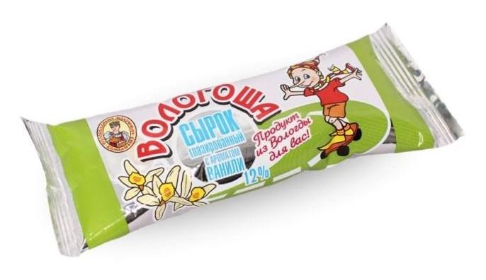 Сырок глазированный Вологоша с ароматом ванили 12%, 30 гр., флоу-пак