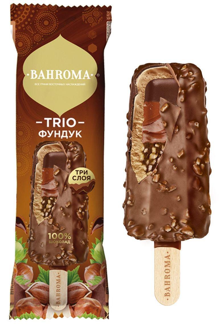 Мороженое Bahroma Трио Фундук-шоколад эскимо 65 гр., флоу-пак