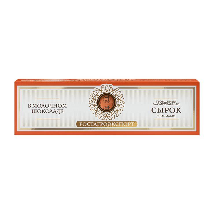 Сырок Ростагроэкспорт творожный глазированный в молочном шоколаде ваниль 15% 40 гр., картон
