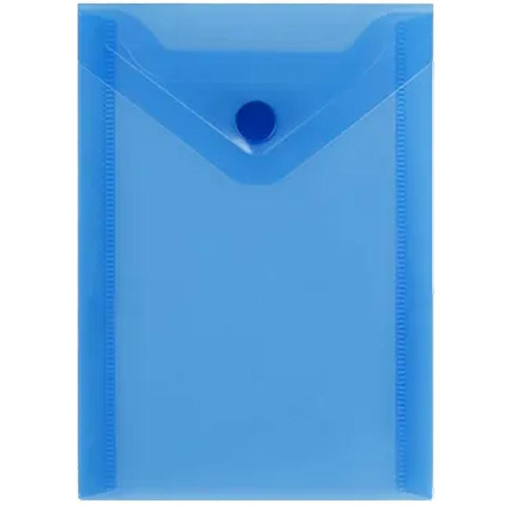 Папка-конверт на кнопке OfficeSpace, А6 (105*148мм), 150мкм, полупрозрачная, синяя