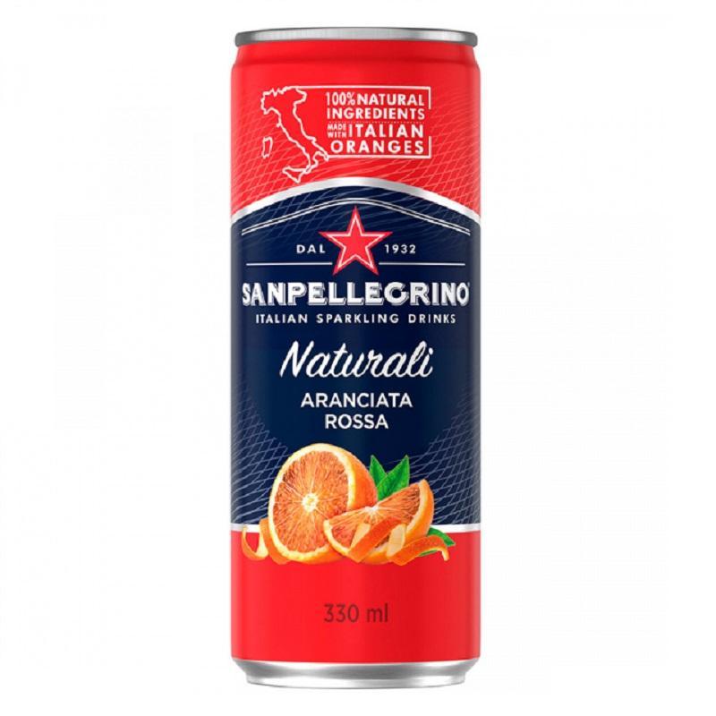 Напиток Sanpellegrino Aranciata Rossa апельсин розовый газированный 330 мл., ж/б