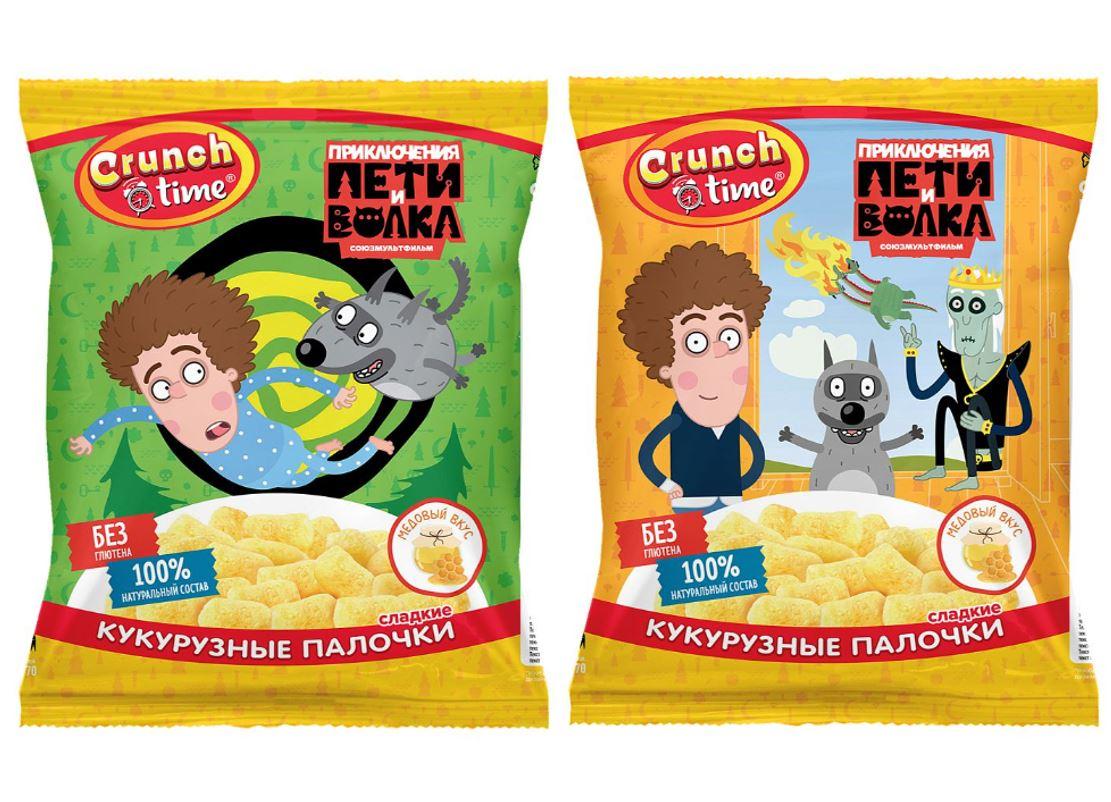 Палочки кукурузные CRUNCH TIME петя и волк 75 гр., флоу-пак