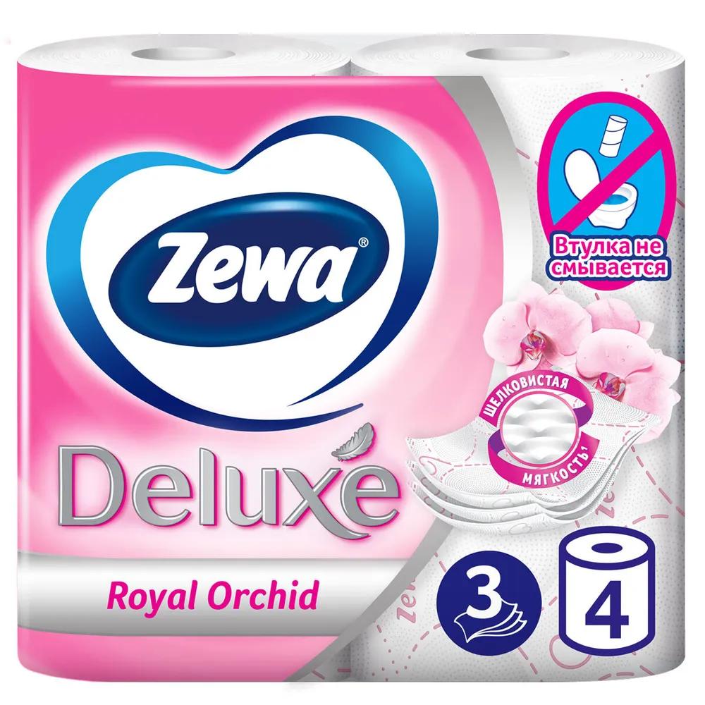 Туалетная бумага  Zewa Deluxe орхидея 3 слоя 4 шт., флоу-пак