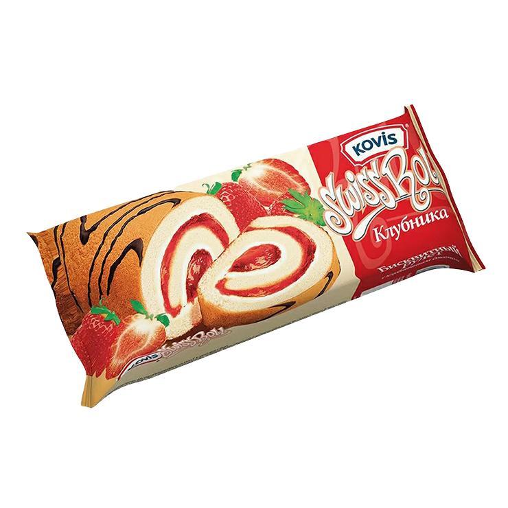 Рулет Kovis с клубникой 175 гр., флоу-пак