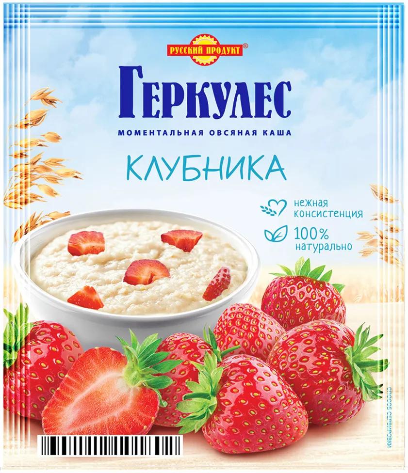 Каша Русский продукт Овсяная Геркулес с клубникой, 35 гр., флоу-пак