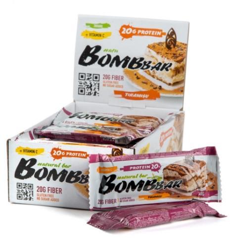 Батончик протеиновый Bombbar Тирамису 60 гр., флоу-пак
