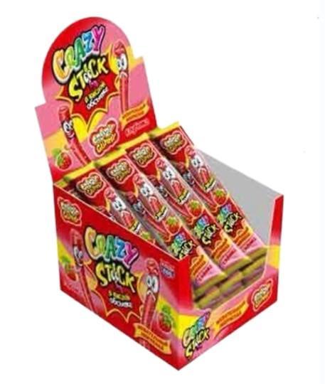 Мармелад жевательный Канди Клаб CRAZY GUMMY CRAZY STICK клубника трубочки в кислой обсыпке 20 гр., флоу-пак