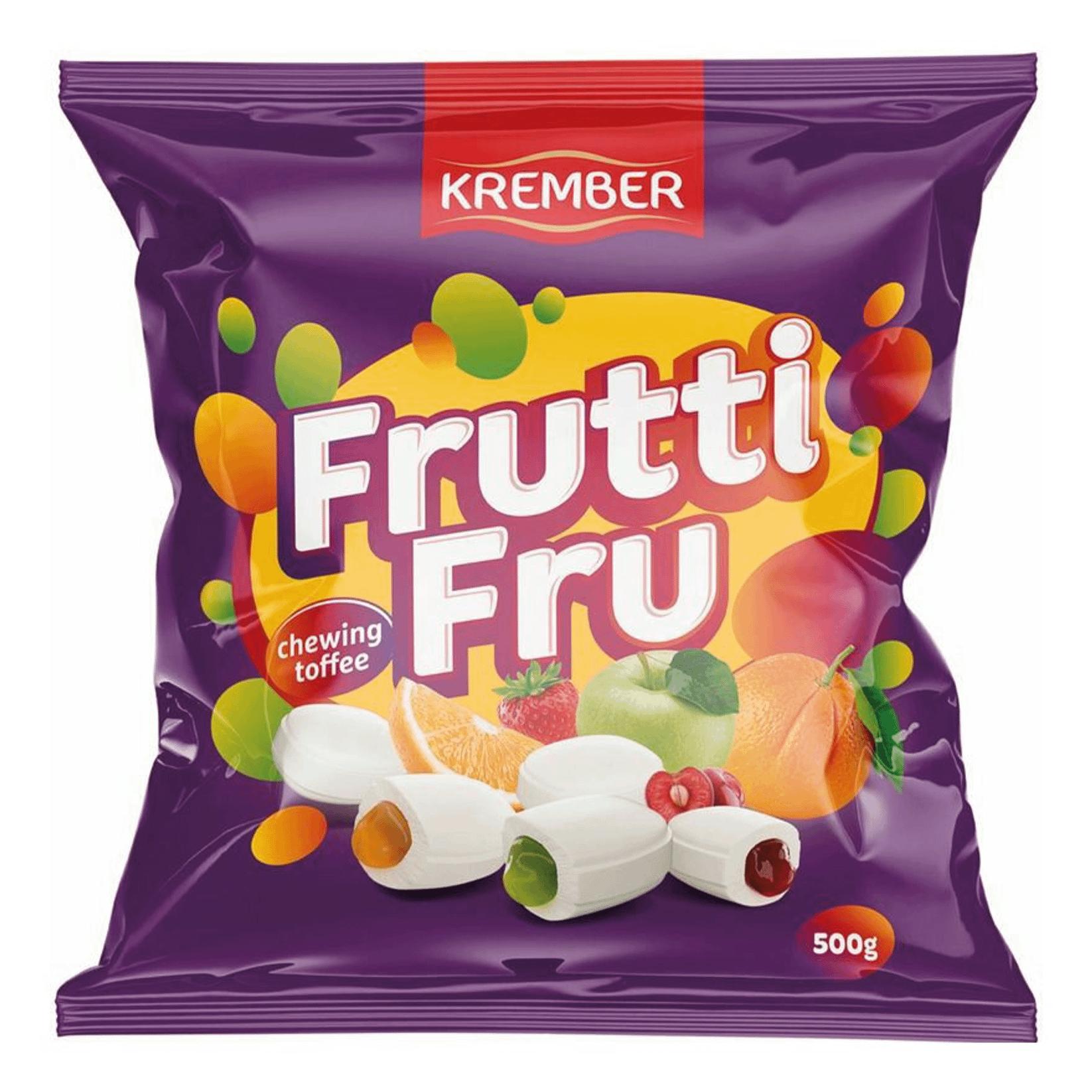 Жевательные конфеты Krember Frutti fru фруктовой начинкой 500 гр., флоу-пак