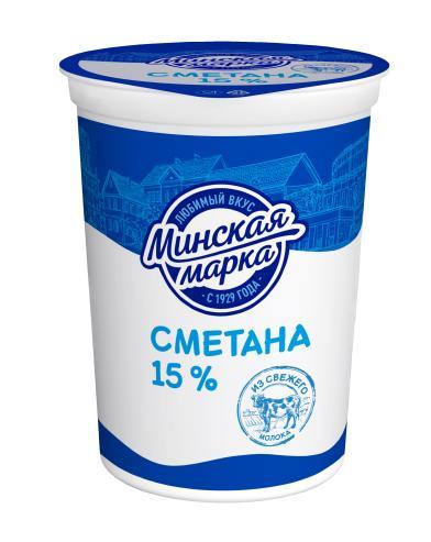 Сметана Минская марка 15% 380 гр., стакан