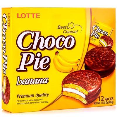 Печенье Lotte Choco Pie Banana глазированное 336 гр., картон