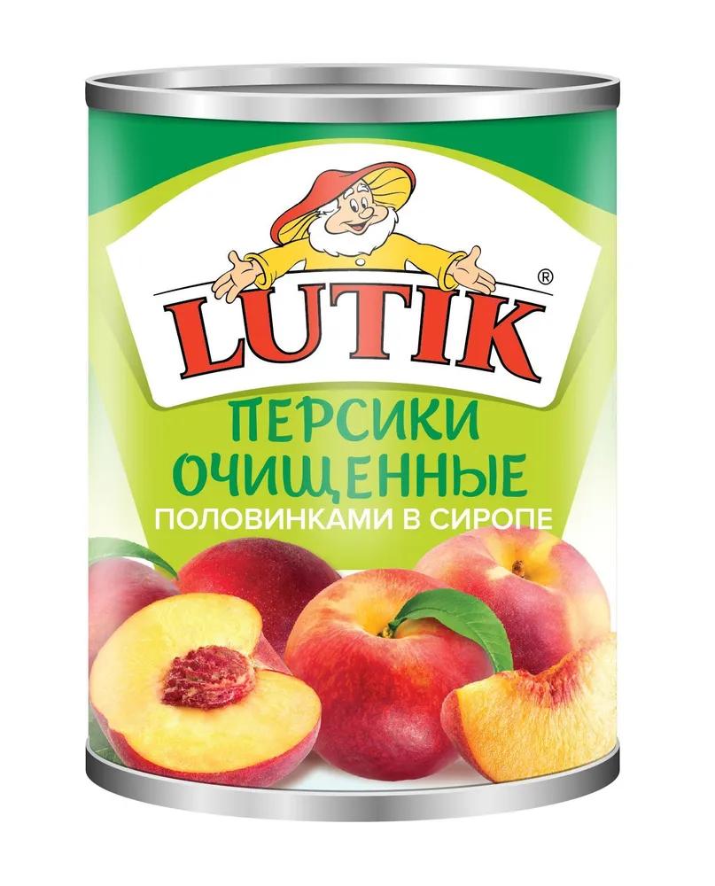 Персики Lutik очищенные половинки в сиропе 850 мл., ж/б