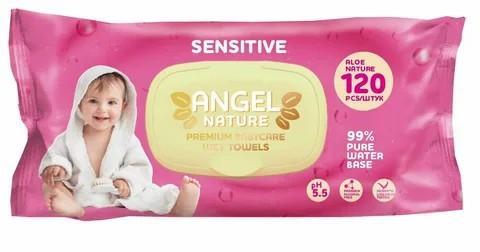 Салфетки влажные Ангел розовый Sensative 120 шт., флоу-пак