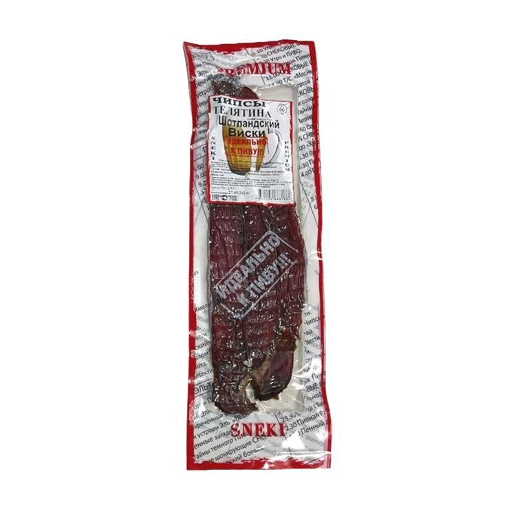 Чипсы мясные Sneki Идеально к пиву Лонг телятина шотландский виски 70 гр., в/у