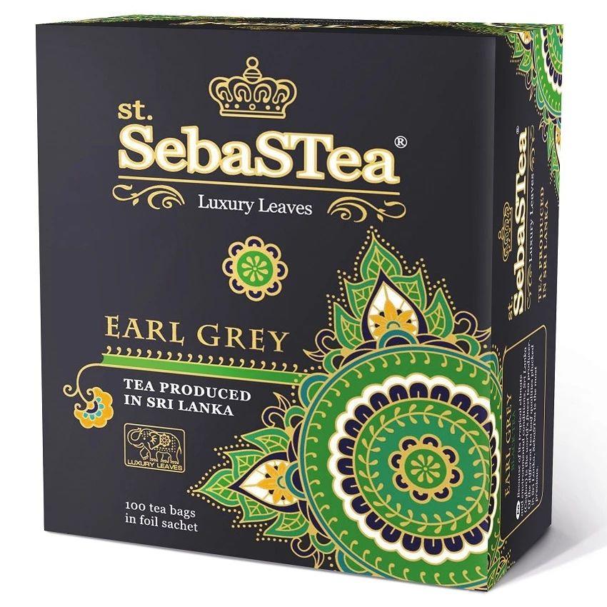 Чай SebaSTea Earl Gray черный с бергамотом 100 пакетиков 150 гр., картон