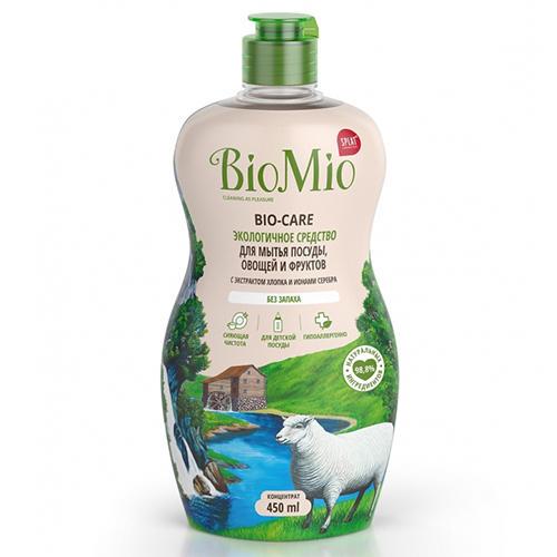 Средство для мытья посуды, овощей и фруктов BioMio Bio-Care Мята гипоаллергенное концентрат 450 мл., ПЭТ
