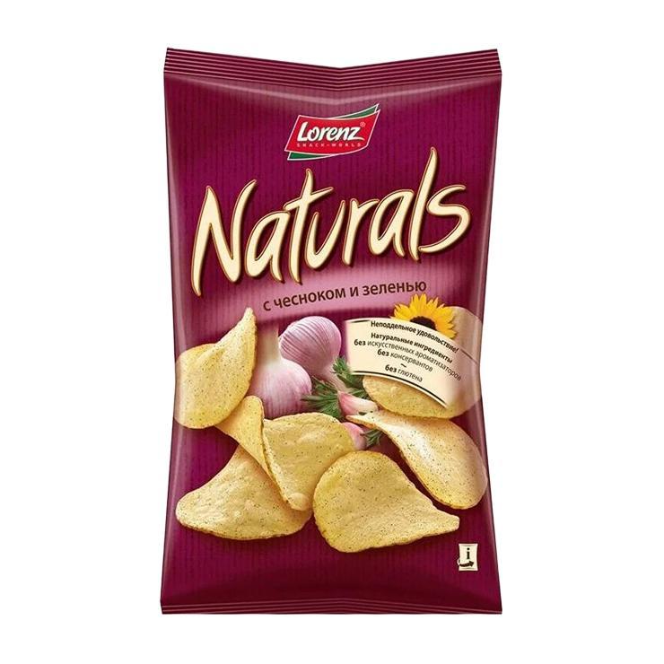 Чипсы картофельные Lorenz Naturals чеснок зелень 100 гр., флоу-пак