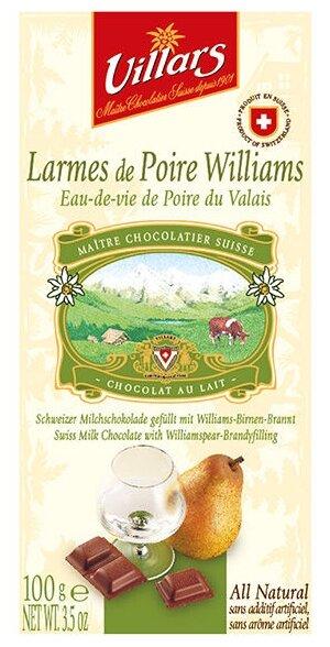 Шоколад VILLARS молочный с грушевым бренди 100 гр., картон