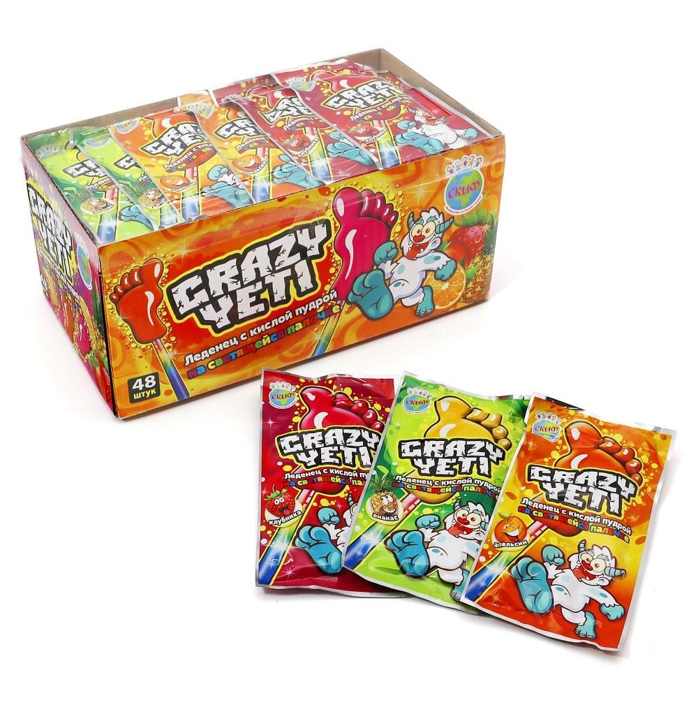 Леденец на светящейся палочке Скиф Crazy Yeti Пятка 7 гр., саше