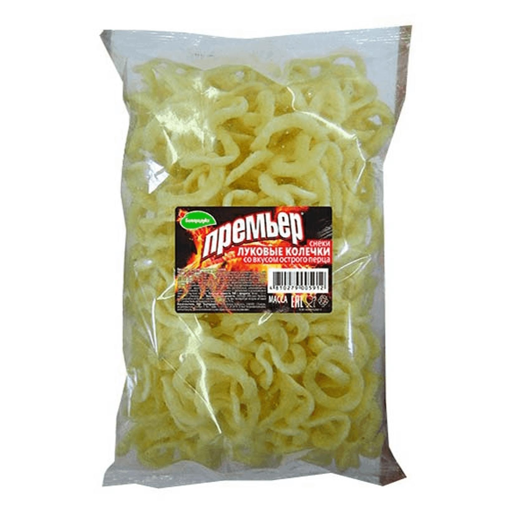 Снеки луковые колечки Премьер со вкусом острого перца 150 гр., флоу-пак