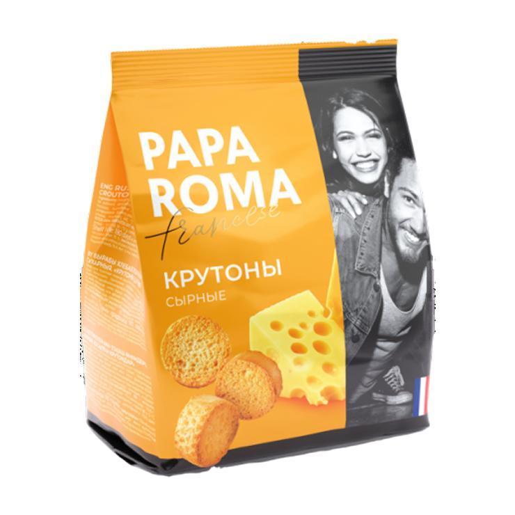Гренки Papa Roma крутоны сырные 100 гр., флоу-пак